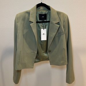 NWT 7 For All Mankind Cropped Green Blazer Size S